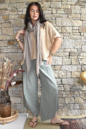 Frame Cotton Slant Pant Khaki