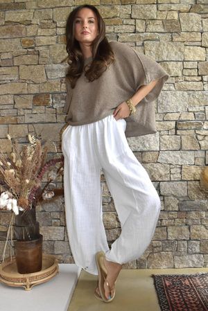 Frame Cotton Slant Pant White