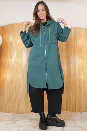 Frankie Longline Hoodie Jacket Teal /12=