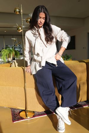 Gaberdine Shelby Barrel Pant Navy