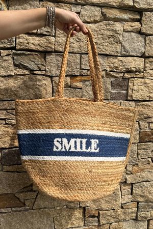 Hamptons Weekend Raffia Tote Bag Smile 