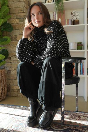 Heritage Funnel Neck Knit Jumper Black