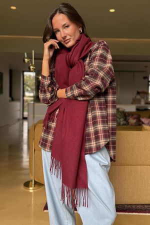 Highland Cotton Cashmere Scarf Burgundy 