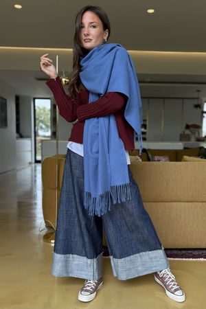 Highland Cotton Cashmere Scarf Denim  