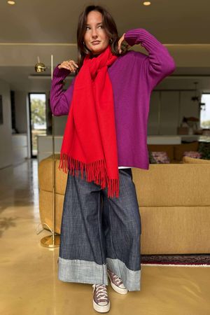 Highland Cotton Cashmere Scarf Rouge 