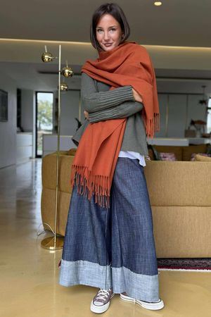 Highland Cotton Cashmere Scarf Rust 