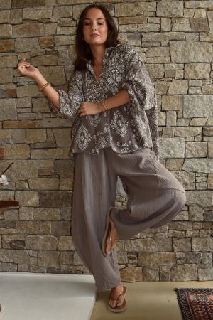 Hush Pillow Cotton Bandana B Boyfriend Shirt Mocha Pre order 12 days