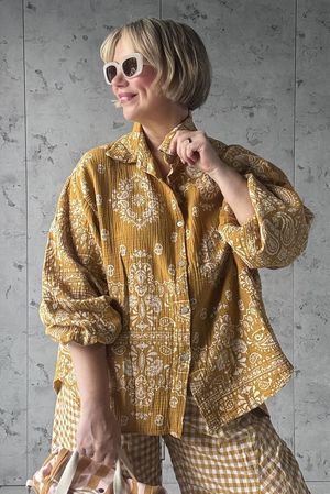 Hush Pillow Cotton Bandana B Boyfriend Shirt Mustard
