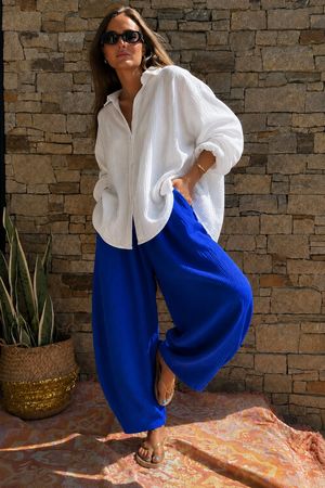 Hush Pillow Cotton Classic Barrel Pant Malibu Blue