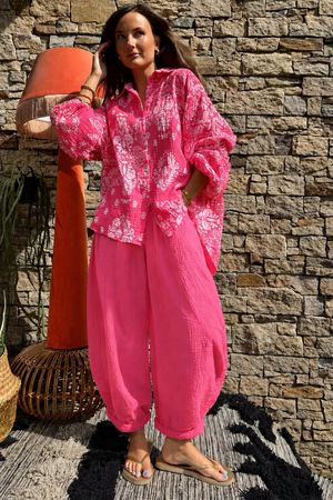 Hush Pillow Cotton Classic Barrel Pant Miami Pink