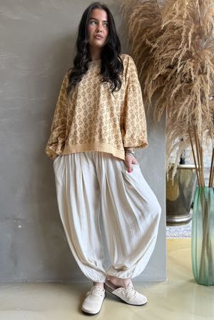 Indira Lantern Sleeve Sweatshirt Tuscan Sun & Tan