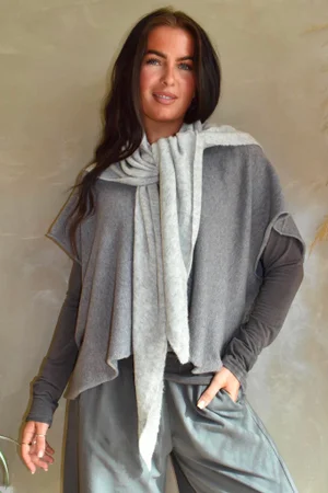 Jonti Knit XL Neckerchief Scarf Light Grey