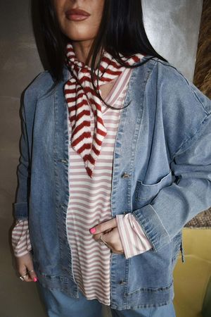 Jonti Stripe Knit Neckerchief Rouge **