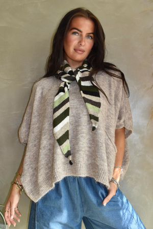 Jonti Stripe Knit Neckerchief Scarf 3