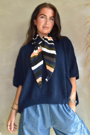 Jonti Stripe Knit Neckerchief Scarf 5