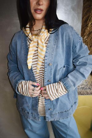 Jonti Stripe Knit Neckerchief Soft Ochre **