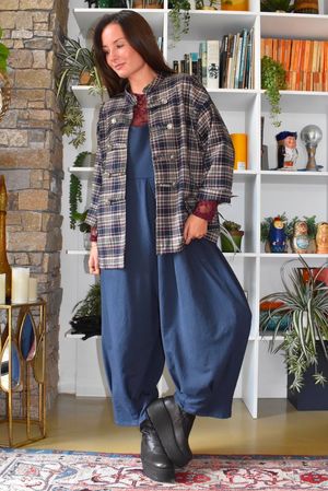 Keaton Plaid Military Jacket Navy