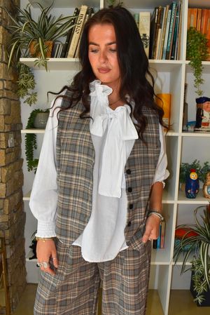 Keaton Plaid Waistcoat Steel