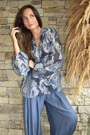 Kings Road Paisley Blouse Navy