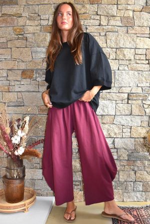 Lagen 7/8 Barrel Pant Aubergine 