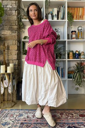 Lagen Leopard Chill Sweatshirt Hot Pink & Merlot