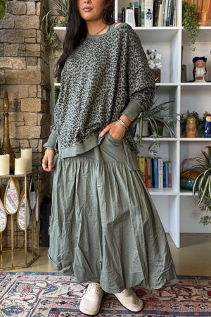 Lagen Leopard Chill Sweatshirt Khaki & Moss