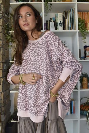 Lagen Leopard Chill Sweatshirt Rose & Plum