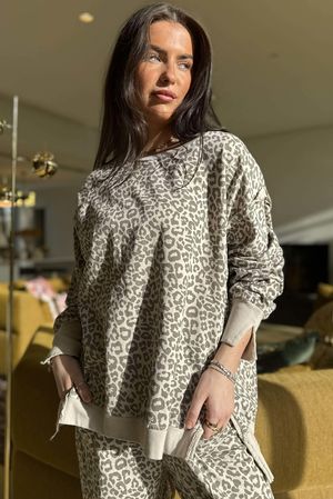 Lagen Leopard Chill Sweatshirt Stone & Earth