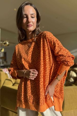 Lagen Leopard Chill Sweatshirt Sunset & Rust