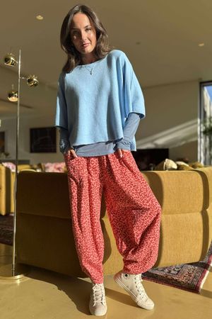 Lagen Leopard Shelby Barrel Pant Coral & Indian Red