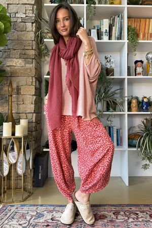 Lagen Leopard Shelby Barrel Pant Coral & Indian Red