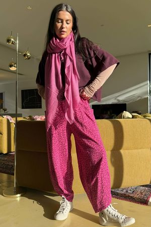 Lagen Leopard Shelby Barrel Pant Hot Pink & Merlot