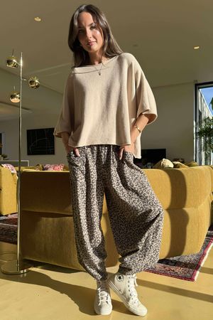 Lagen Leopard Shelby Barrel Pant Mocha & Choc