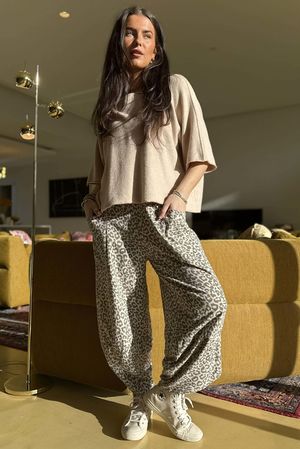 Lagen Leopard Shelby Barrel Pant Stone & Earth