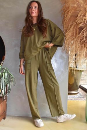 Lagen Panel Tapered Leg Trouser Deep Olive