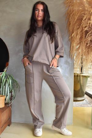 Lagen Panel Tapered Leg Trouser Mocha