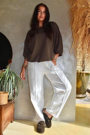 Lagen Panel Tapered Leg Trouser White