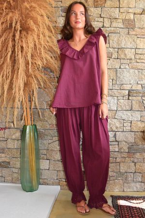 Larc Frill Tank Aubergine