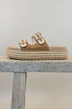 Laundry B Arizona Whipstitch Flatform Slider Tan
