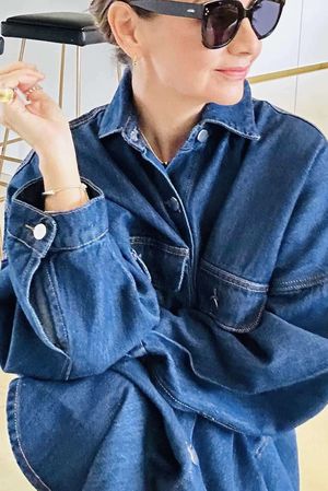 Laundry B Austin Oversized Denim Shirt Jacket Dark Denim  
