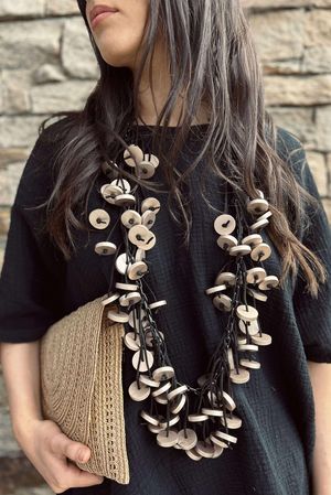 Laundry B Benu Coconut Wood Necklace Style 3 Black Bronze