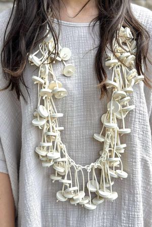 Laundry B Benu Coconut Wood Necklace Style 3 Ecru