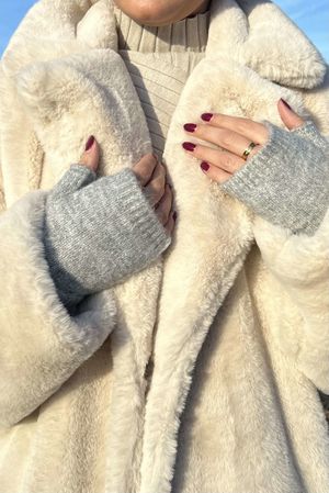 Laundry B Cosy Cuff Fingerless Gloves Grey Marl