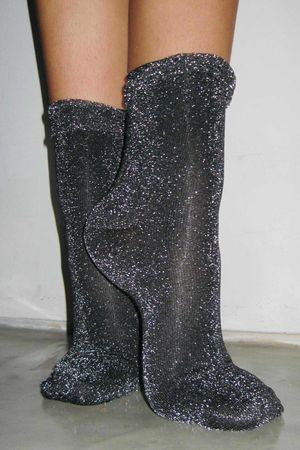 Laundry B Disco Glitter Sock Black Silver 