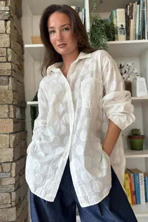 Essential Cotton Circle Shirt Warm White - 