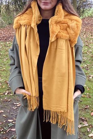 Laundry B Aspen Faux Fur Shoulder Scarf Ochre 