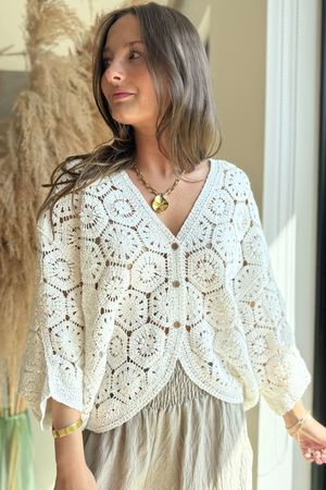 Laundry B Indra Crochet Bolero Cardigan White /5 =