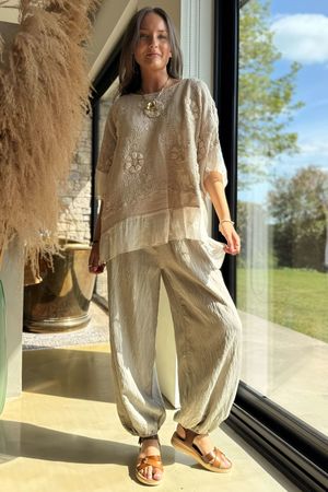 Laundry B Laurel T Bag and Silk Top Stone /5 =