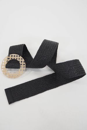 Laundry B Muu Stretch Raffia Belt Black