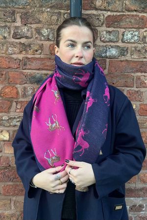 Laundry B Seven Sister Scarf Stag Magenta Navy 